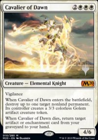 Cavalier of Dawn - Planeswalker symbol stamped promos