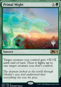 Primal Might - Planeswalker symbol stamped promos